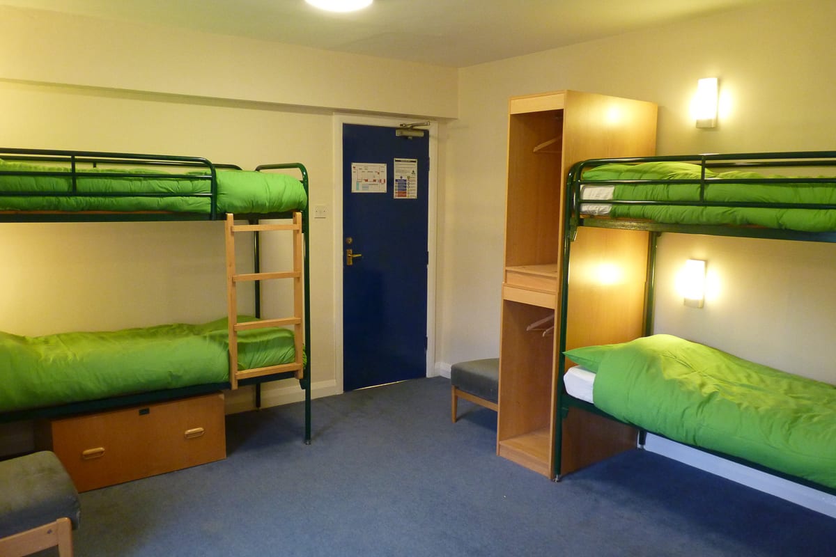 Dorm room with bunk beds